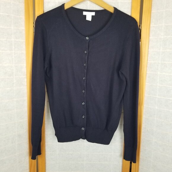 Navy Blue Cardigan Sweater Button Up H&M Size Medium - Picture 1 of 9